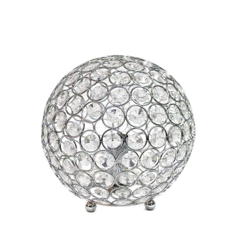 Elegant Designs LT1026-CHR 8" Elipse Crystal Collection Metal Crystal Ball Sequin Table Desk Lamp for Accent Lighting, DÃ©cor, Living Room, Chrome - Image 1